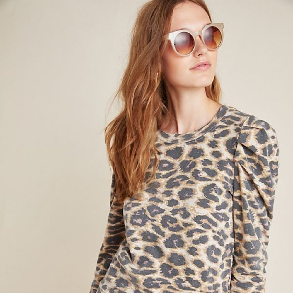 NEW! Anthropologie Womens Puff-Sleeved Sweatshirt Shirt XL - Picture 3 of 3